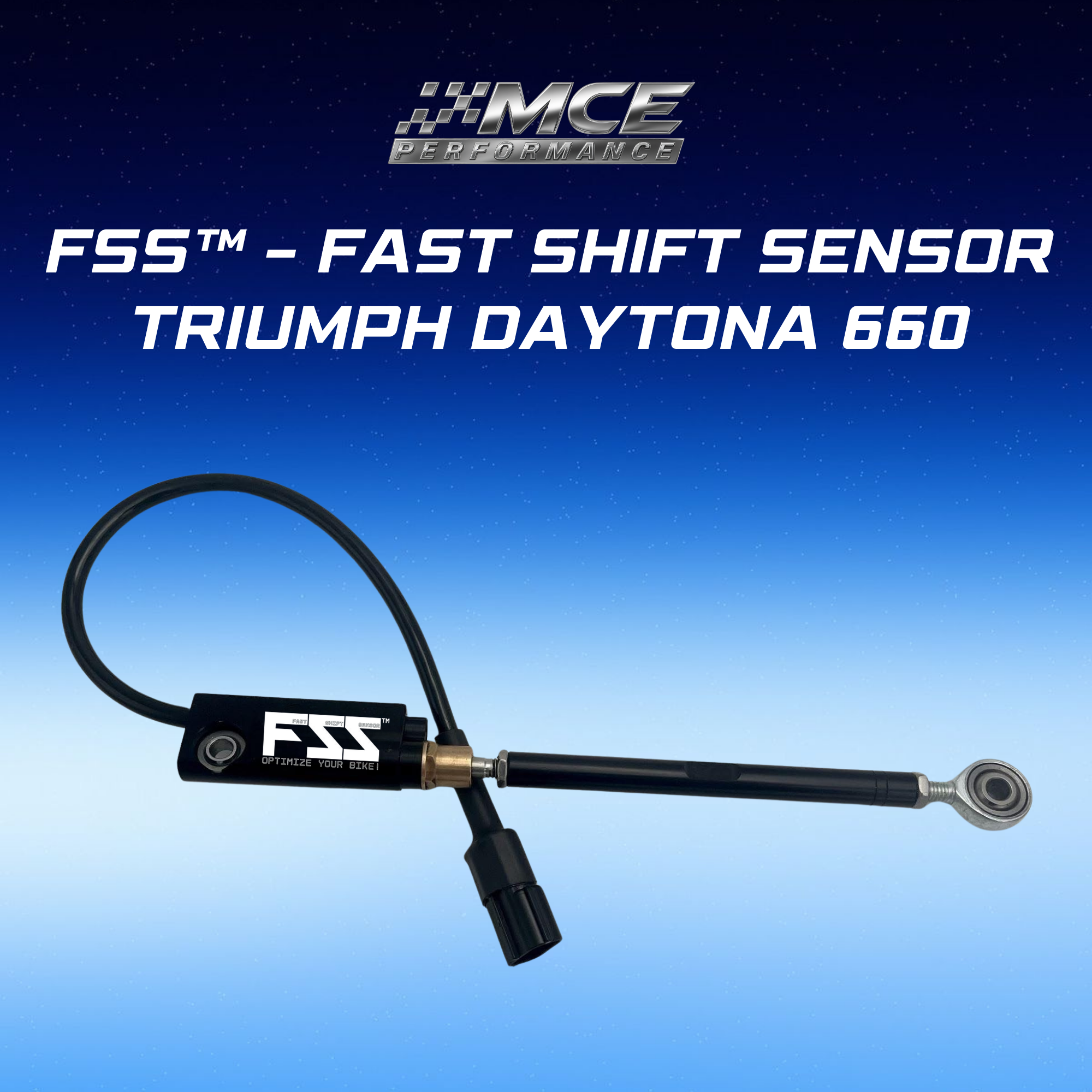 Quickshifter sensor with blipper function and Lohmann technology for Triumph Daytona 660 enabling ultra-fast clutchless upshifts and downshifts with precise gear detection and race-proven performance by MCE Performance