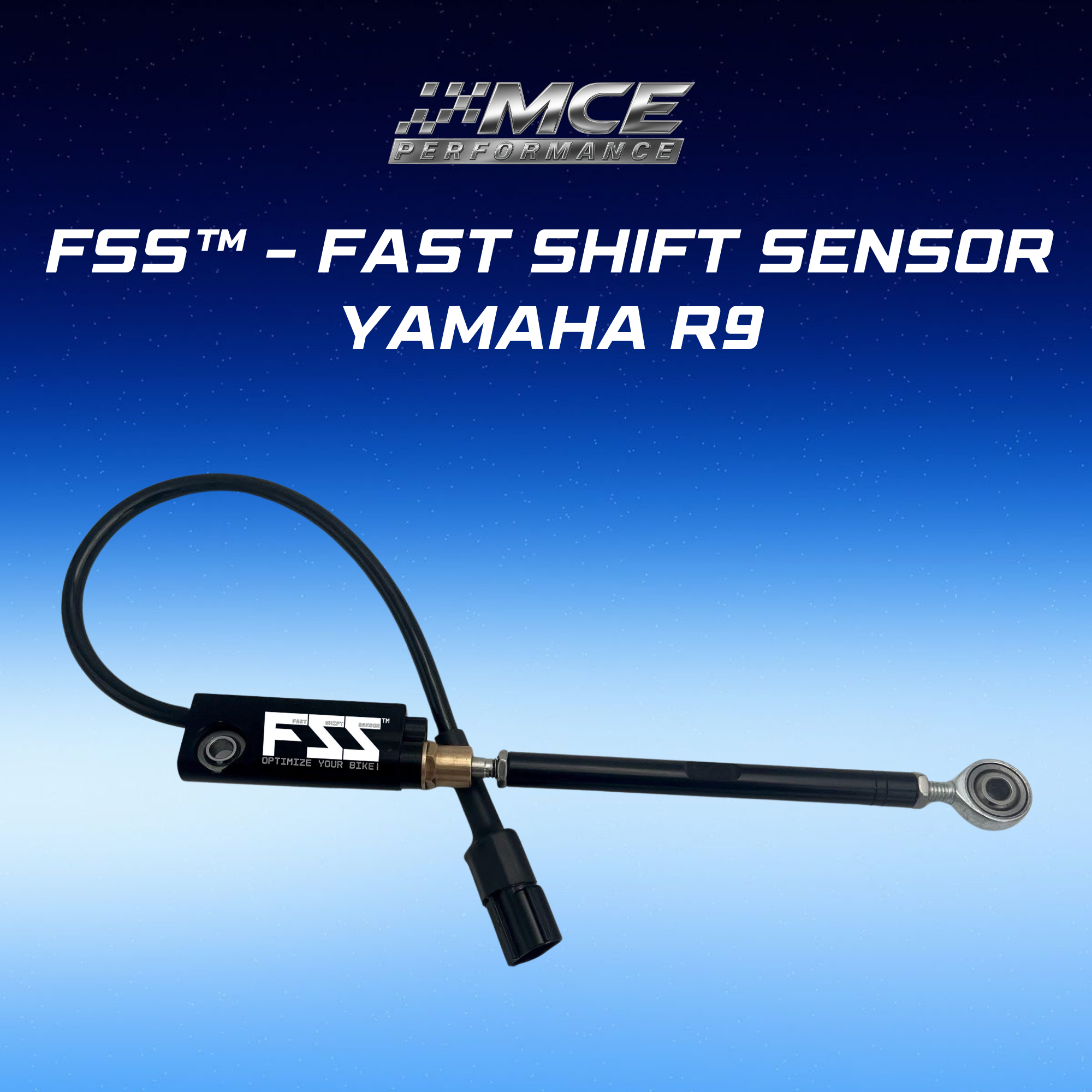 Quickshifter sensor with blipper function and Lohmann technology for Yamaha R9 enabling ultra-fast clutchless upshifts and downshifts with precise gear detection and race-proven performance by MCE Performance