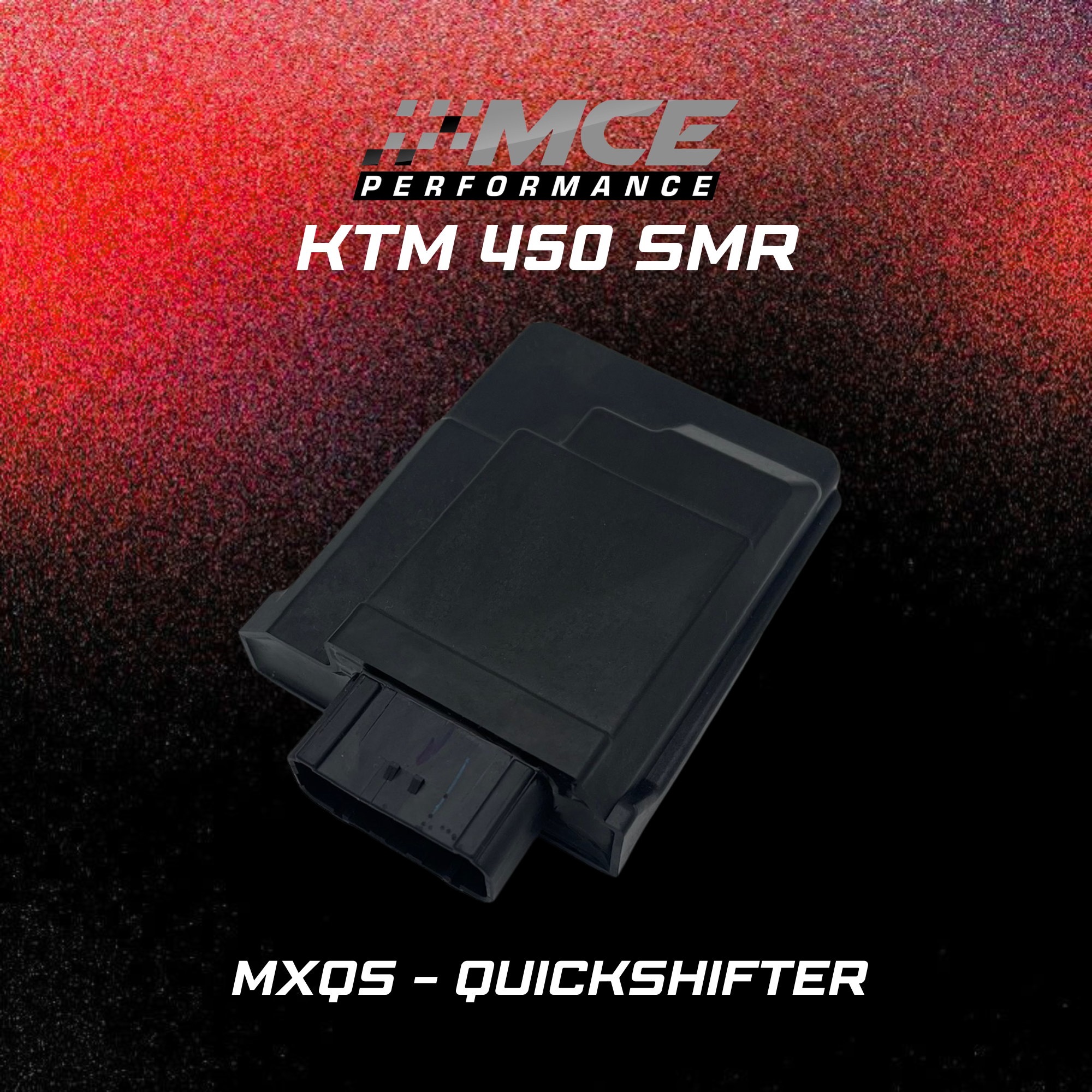 KTM 450 SMR with MXQS Quickshifter and ECU optimization – race-ready supermoto bike on track, optimized ECU calibration enabling fast clutchless upshifts, precise gear changes and maximum acceleration under load