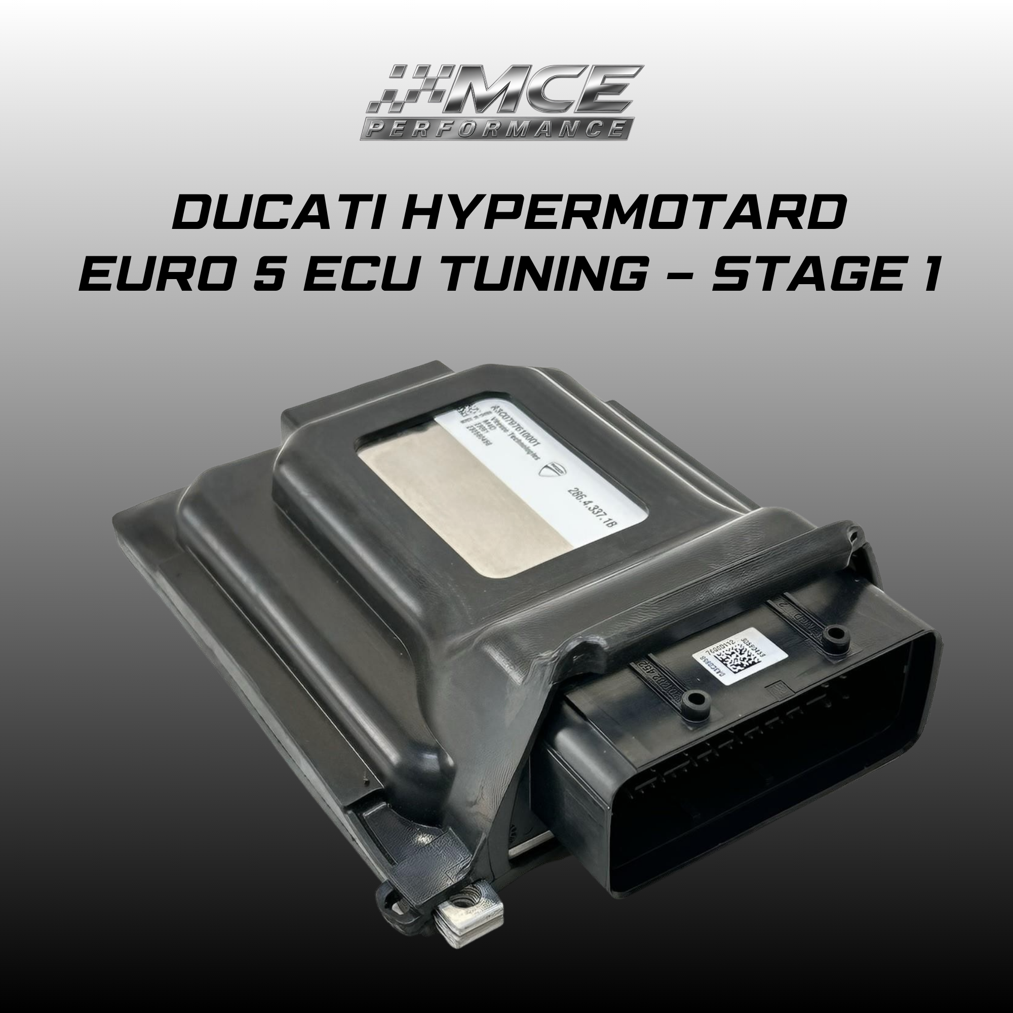 Ducati Hypermotard 950 Euro 5 ECU stage 1 tuning with optimized fueling ignition and throttle response for improved low and midrange performance by MCE Performance