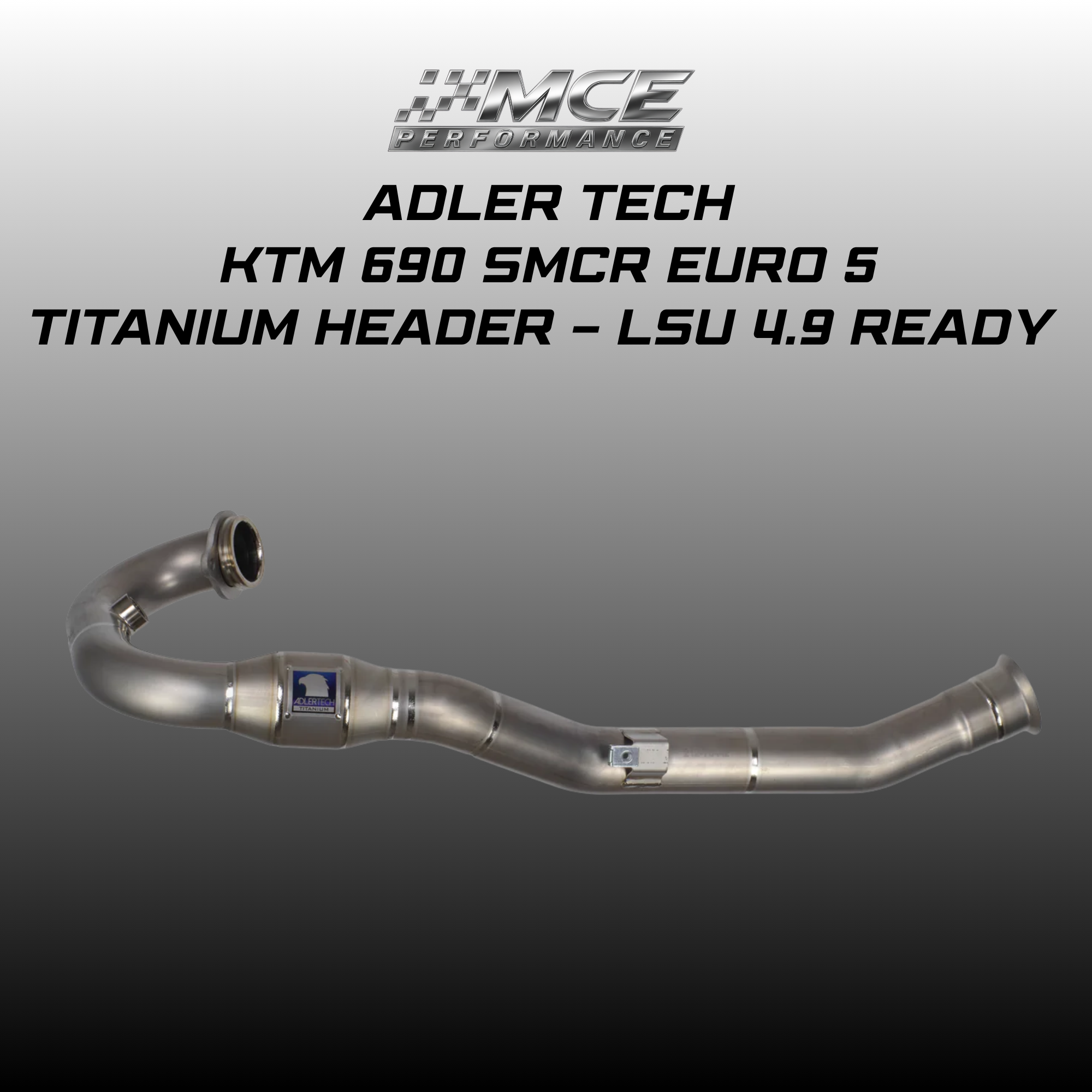 Adler Tech Titanium exhaust header KTM 690 SMCR Euro 5 with LSU 4.9 wideband sensor port