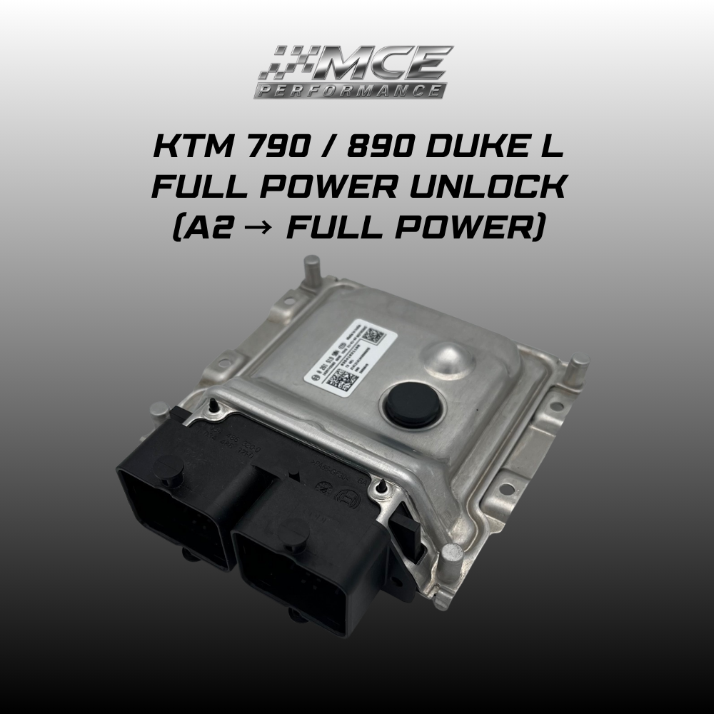 KTM 790 890 Duke L full power unlock removing A2 restriction via ECU programming by MCE Performance
