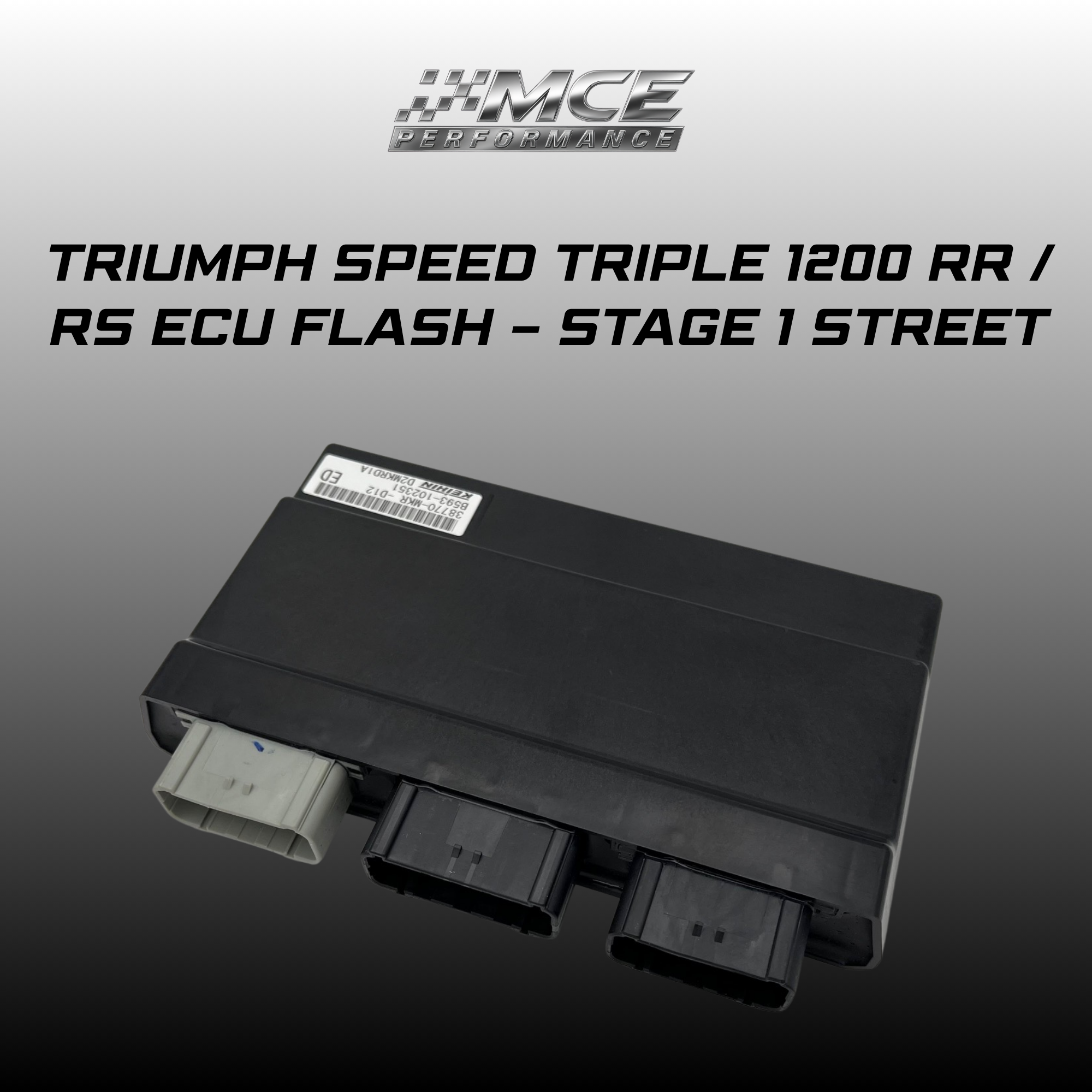 Stage 1 Street ECU Flash for Triumph Speed Triple 1200 RR, RS. Optimized throttle response, rideability and usable performance for road-focused setups.