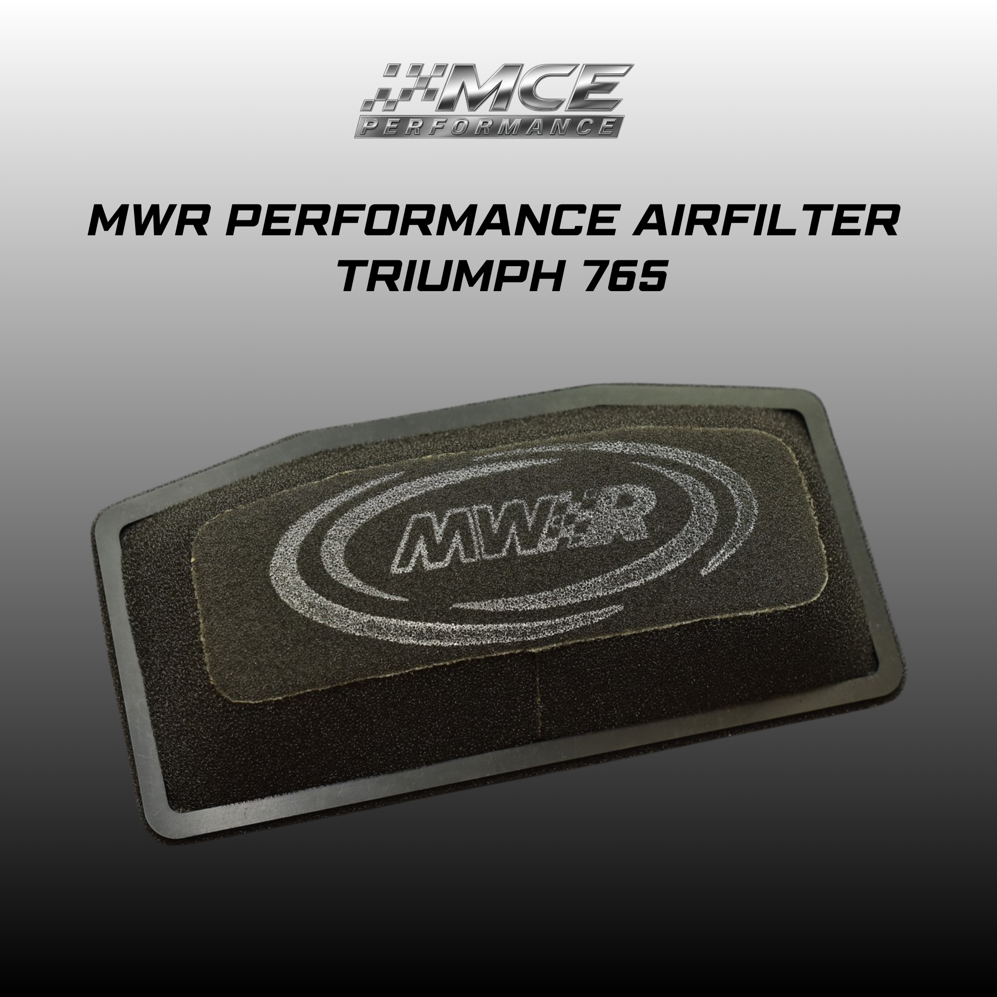 MWR Performance Airfilter WSSP for Triumph 765 Street Triple and Daytona models. Racing air filter for improved airflow, throttle response and track performance.