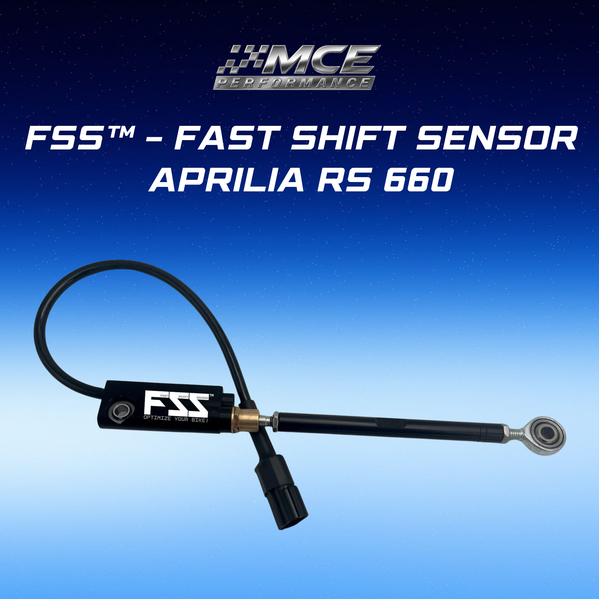 Quickshifter sensor with blipper function and Lohmann technology for Aprilia RS 660 enabling ultra-fast clutchless upshifts and downshifts with precise gear detection and race-proven performance by MCE Performance