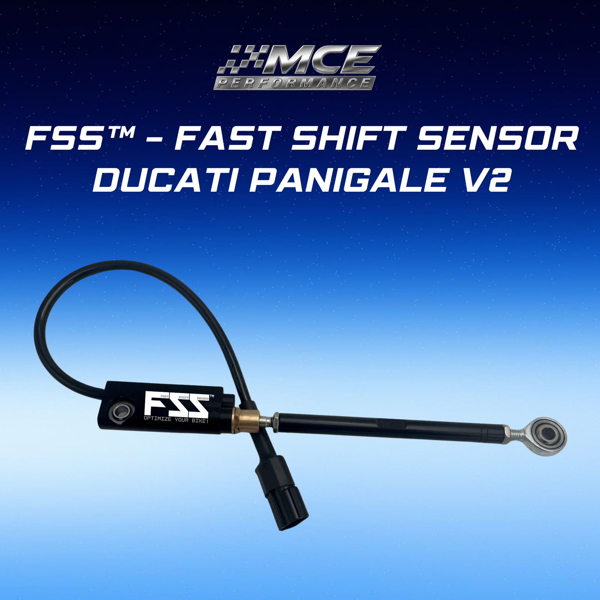 Quickshifter sensor with blipper function and Lohmann technology for Ducati Panigale V2 enabling ultra-fast clutchless upshifts and downshifts with precise gear detection and race-proven performance by MCE Performance 