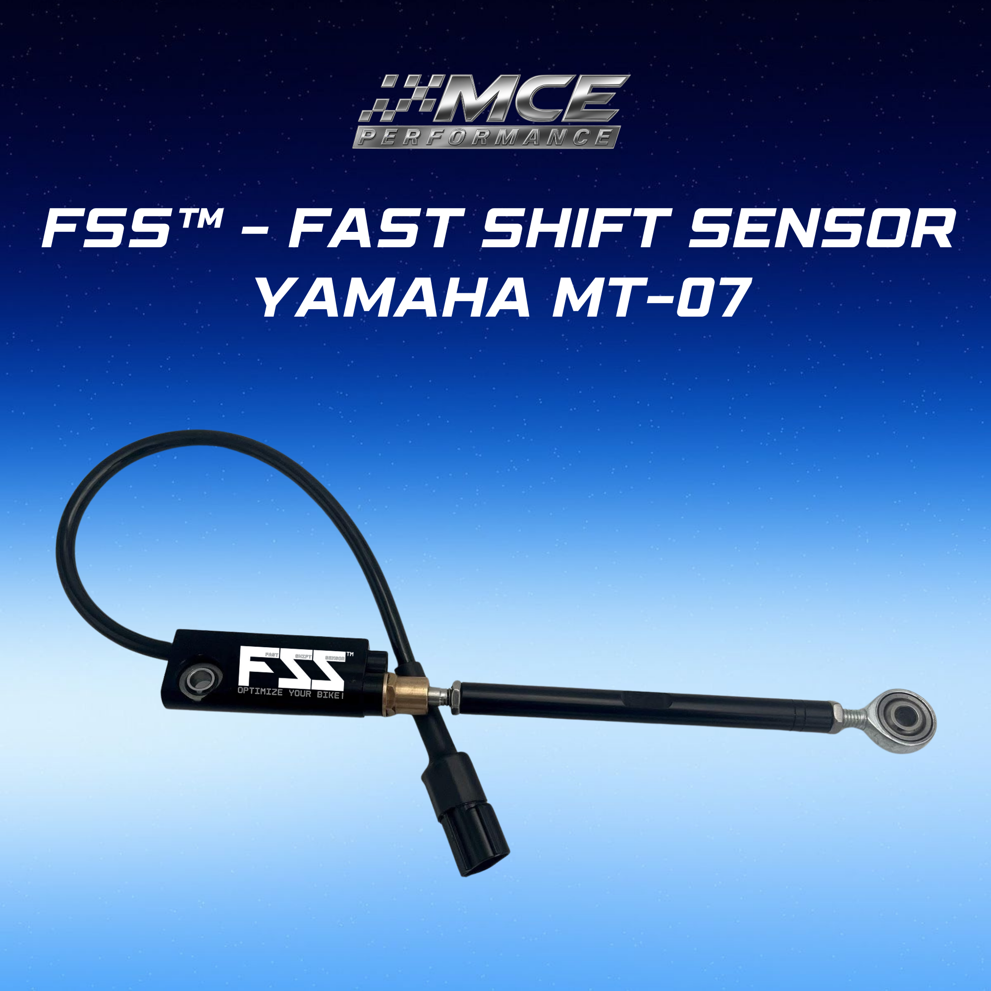 Quickshifter sensor with blipper function and Lohmann technology for Yamaha MT-07 enabling ultra-fast clutchless upshifts and downshifts with precise gear detection and race-proven performance by MCE Performance 