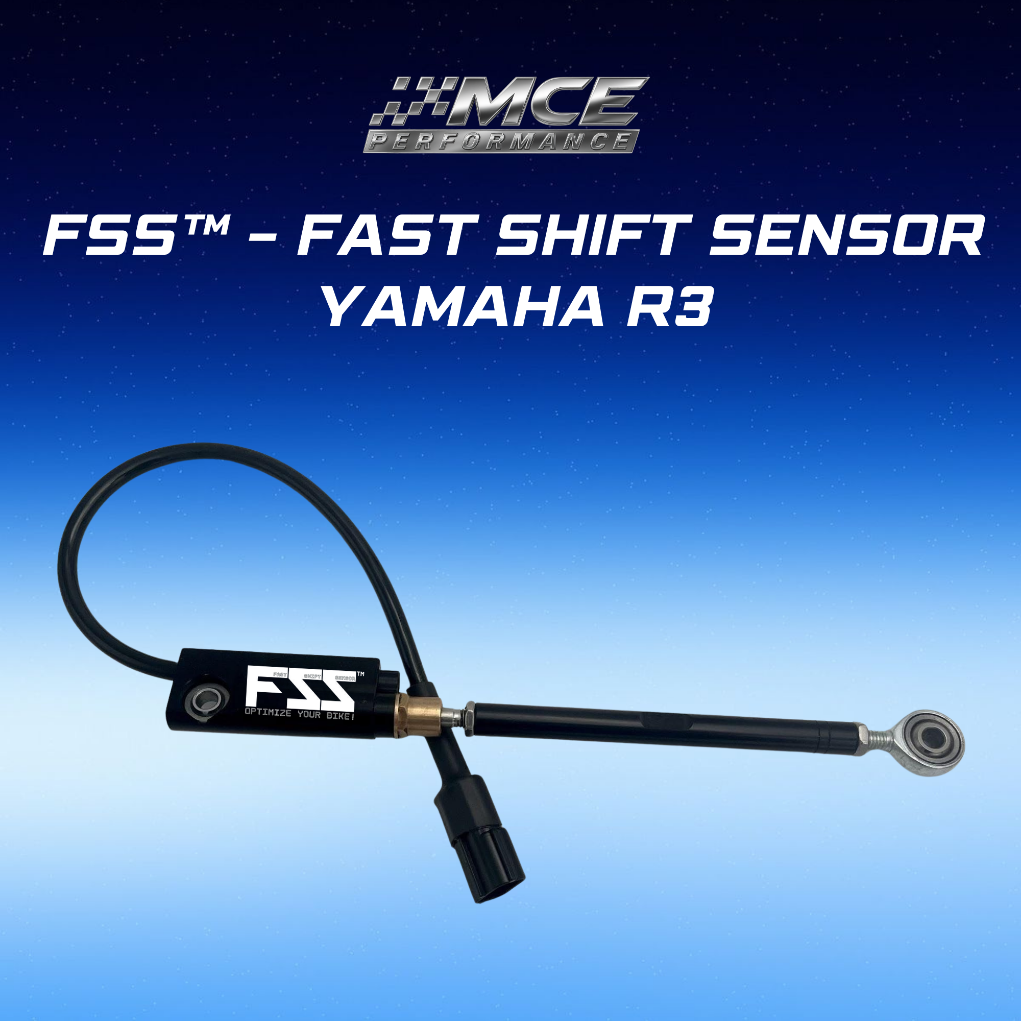 Quickshifter sensor with blipper function and Lohmann technology for Yamaha R3 enabling ultra-fast clutchless upshifts and downshifts with precise gear detection and race-proven performance by MCE Performance 