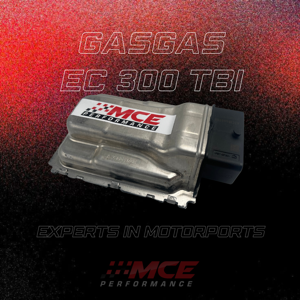 GasGas EC 300 TBI ECU tuning and dyno calibration by MCE Performance – developed and engineered in Austria