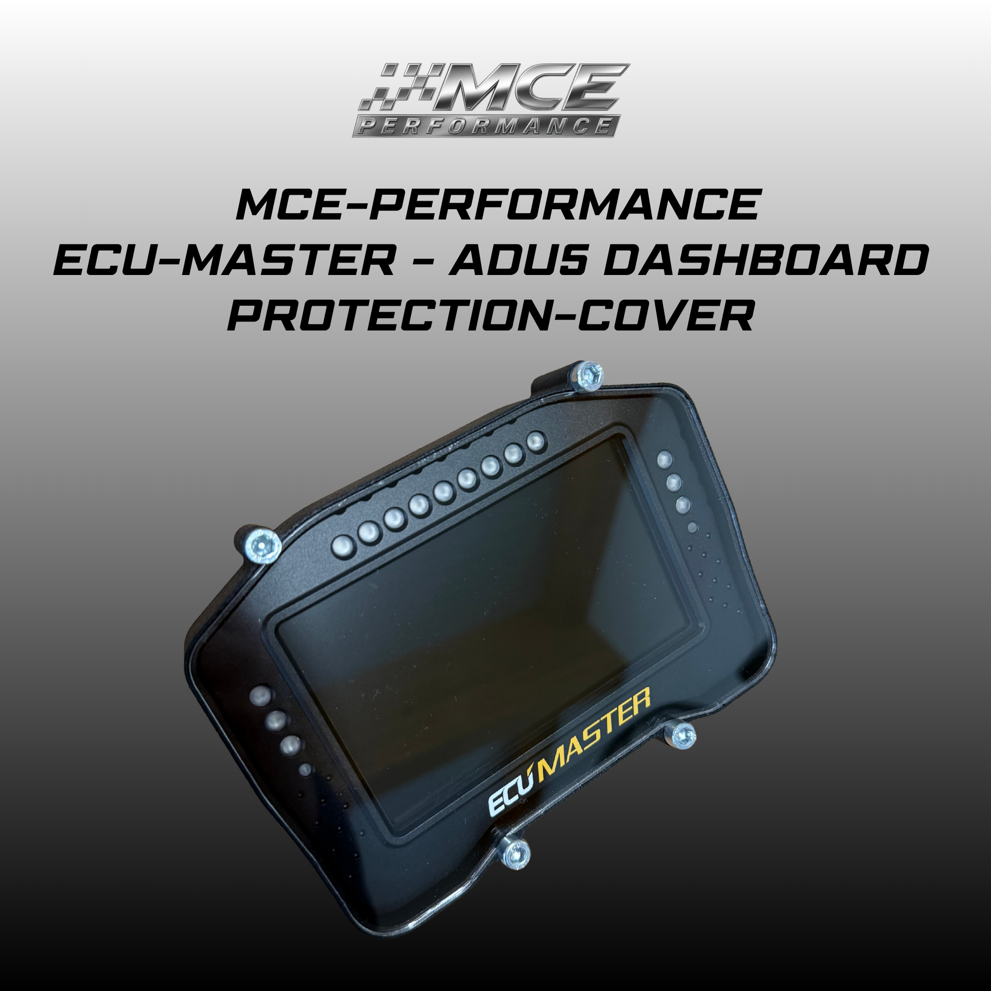 ECU Master ADU5 Dashboard Protection Cover designed and produced by MCE Performance. Perfect fit, clean motorsport look and reliable protection for race bikes.