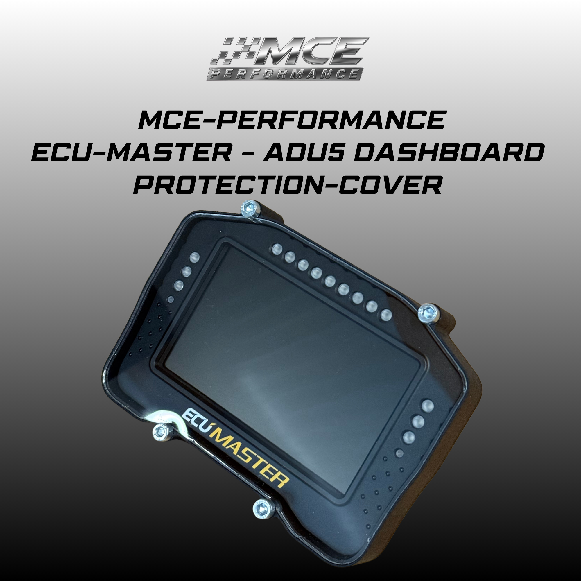 ECU Master ADU5 Dashboard Protection Cover designed and produced by MCE Performance. Perfect fit, clean motorsport look and reliable protection for race bikes.