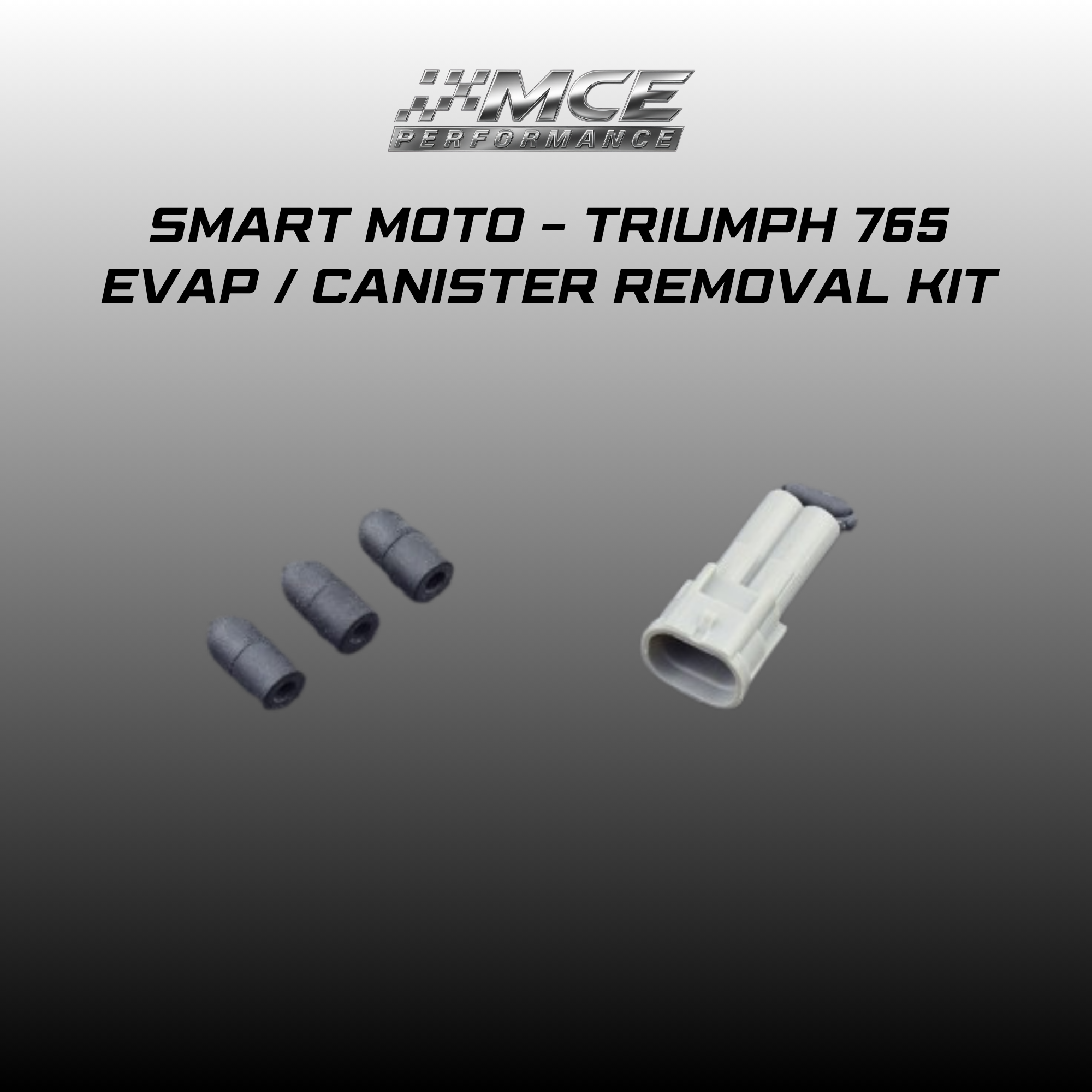 SmartMoto EVAP / Canister Removal Kit for Triumph 765 models. Clean solution for removing the factory EVAP charcoal canister system. Ideal for racing, track bikes and performance builds.