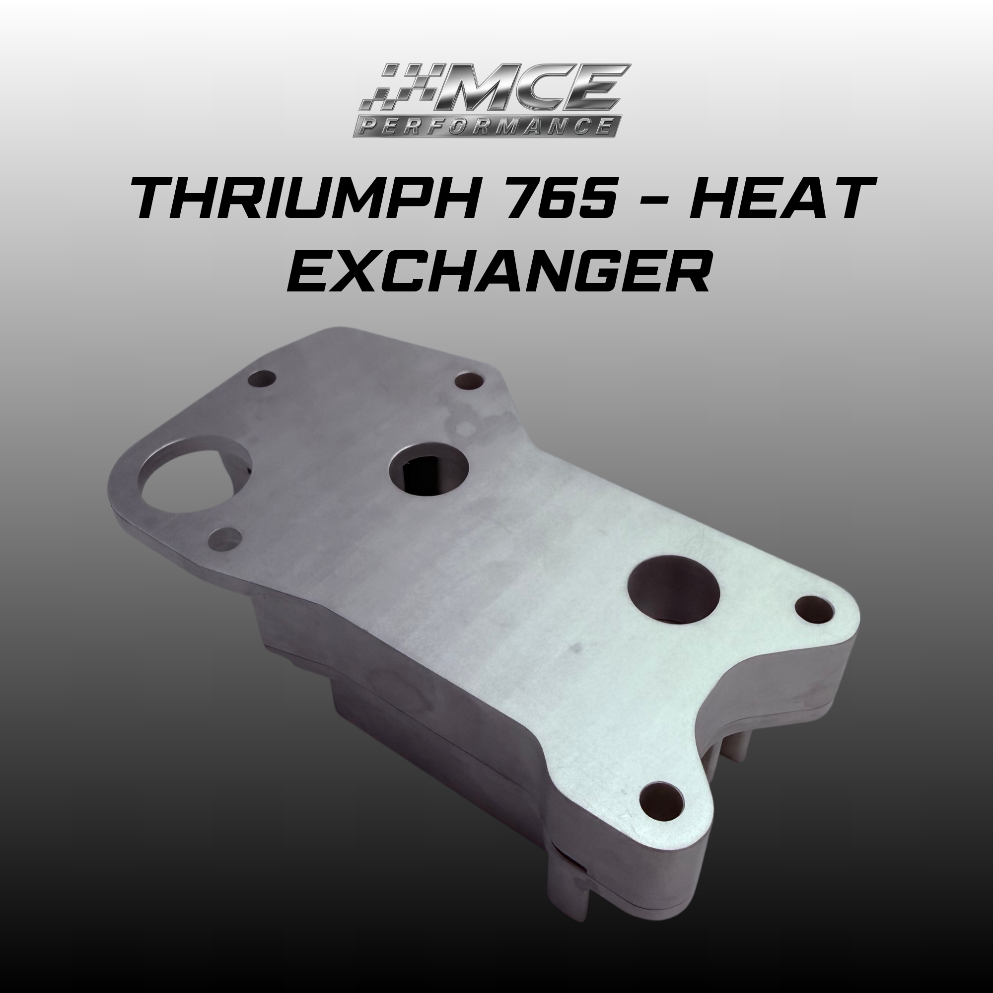 close-up of CNC machined aluminum oil cooler delete component for Triumph 765 with precision milled surfaces
