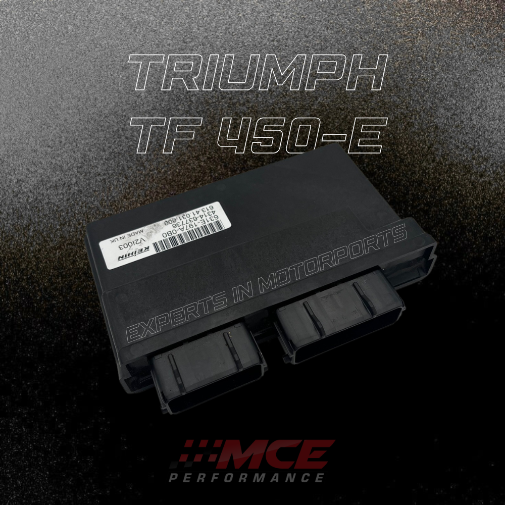 Triumph TF 450-E ECU tuning and dyno calibration by MCE Performance – developed and engineered in Austria
